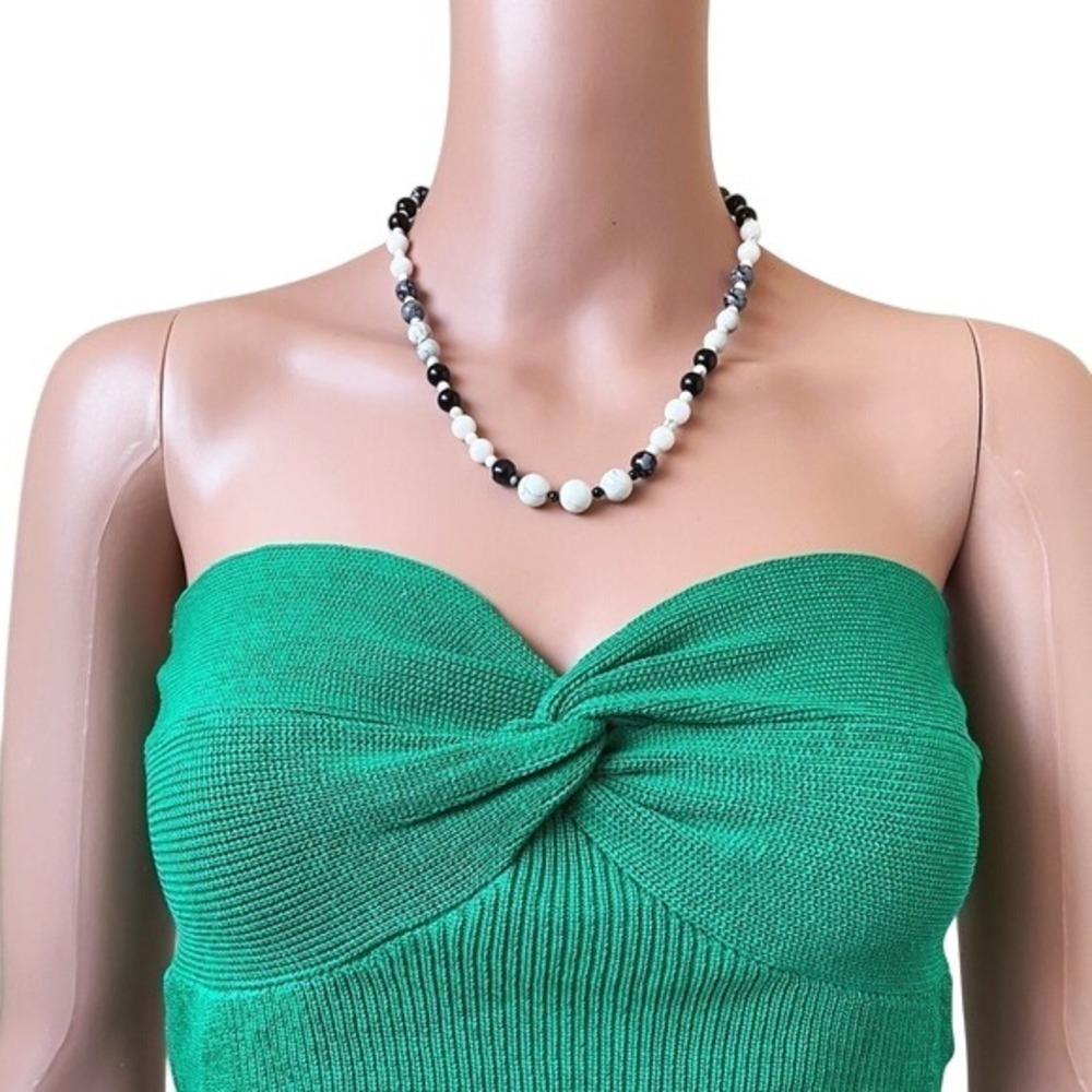 Vintage Y2K Handmade Earthy Whimsy Round Marble Stone Necklace & Earrings Set